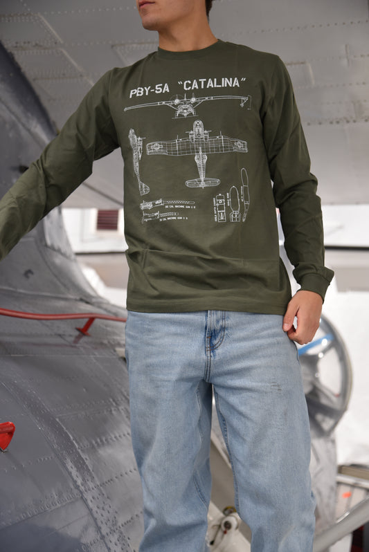 Green Long Sleeve Schematic Shirt